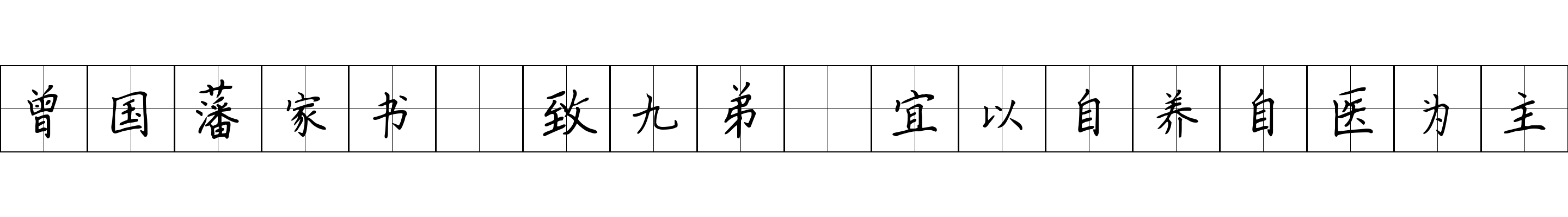 曾国藩家书 致九弟·宜以自养自医为主